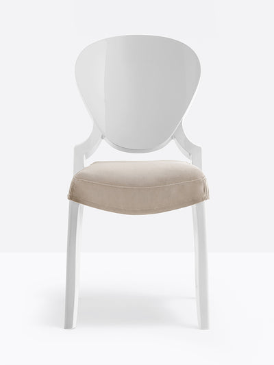 Chaise Queen blanche avec coussin d'assise en option
