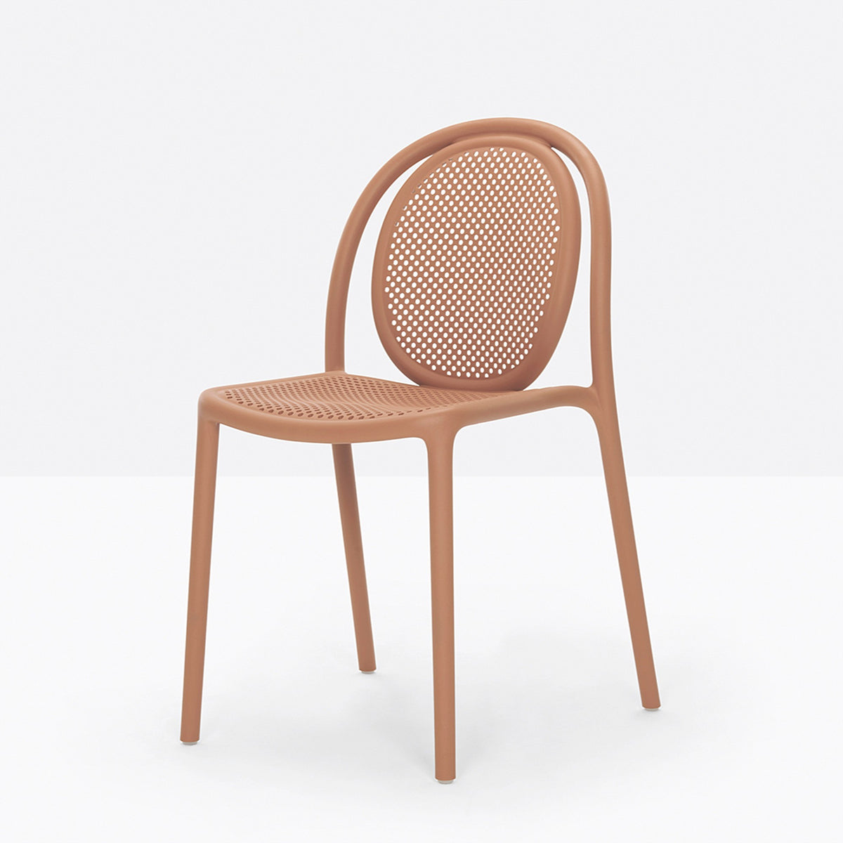Chaise bistrot Remind Pedrali terracotta, dossier effet cannage