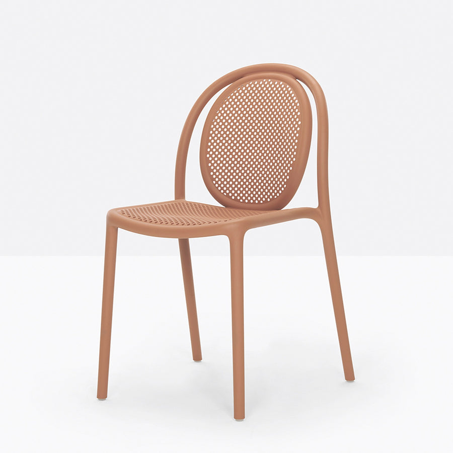 Chaise bistrot Remind Pedrali terracotta, dossier effet cannage