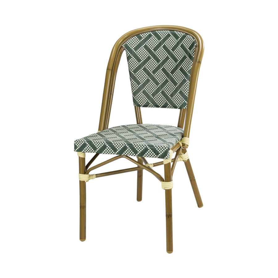 Chaise Paris 4 — chaise bistrot parisienne à tressage bicolore sur aluminium