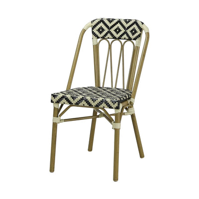 Chaise Saintes — chaise de terrasse aluminium, coloris Noir et Ivoire