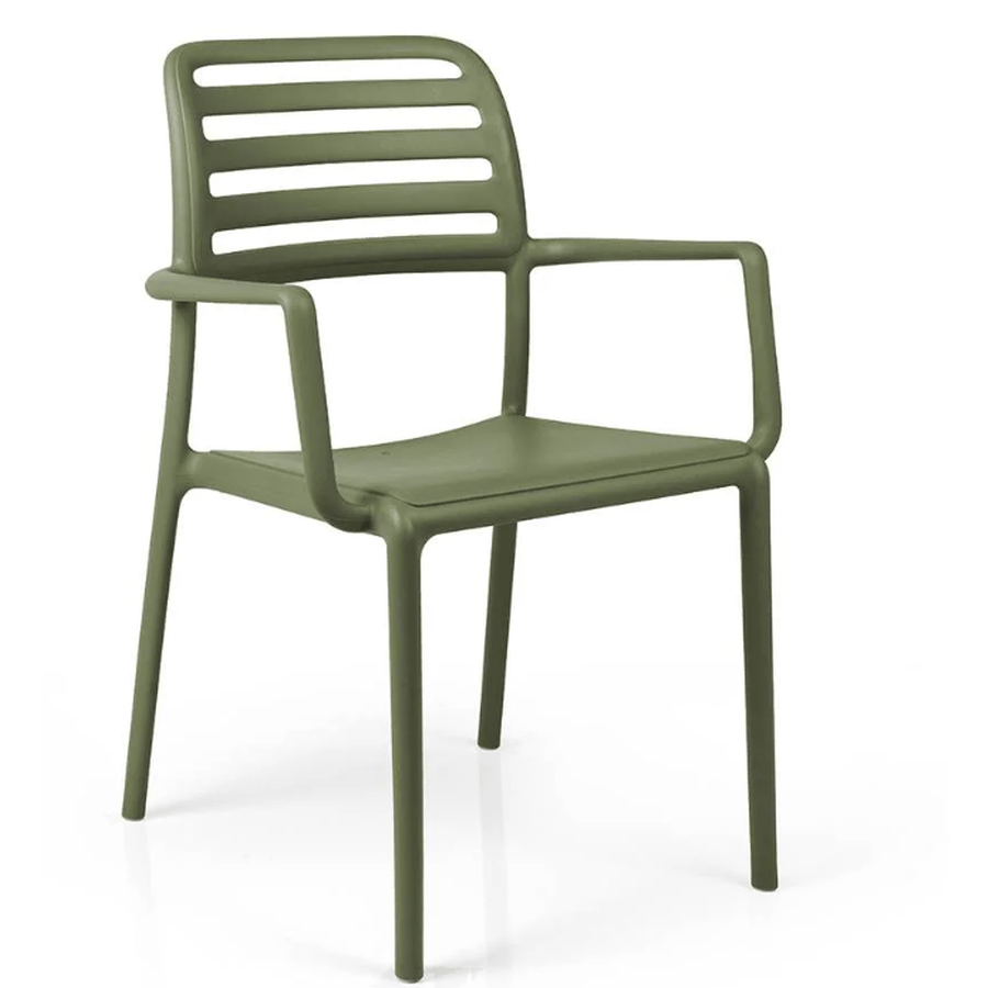 Fauteuil Costa — fauteuil de terrasse à dossier à larges lattes horizontales