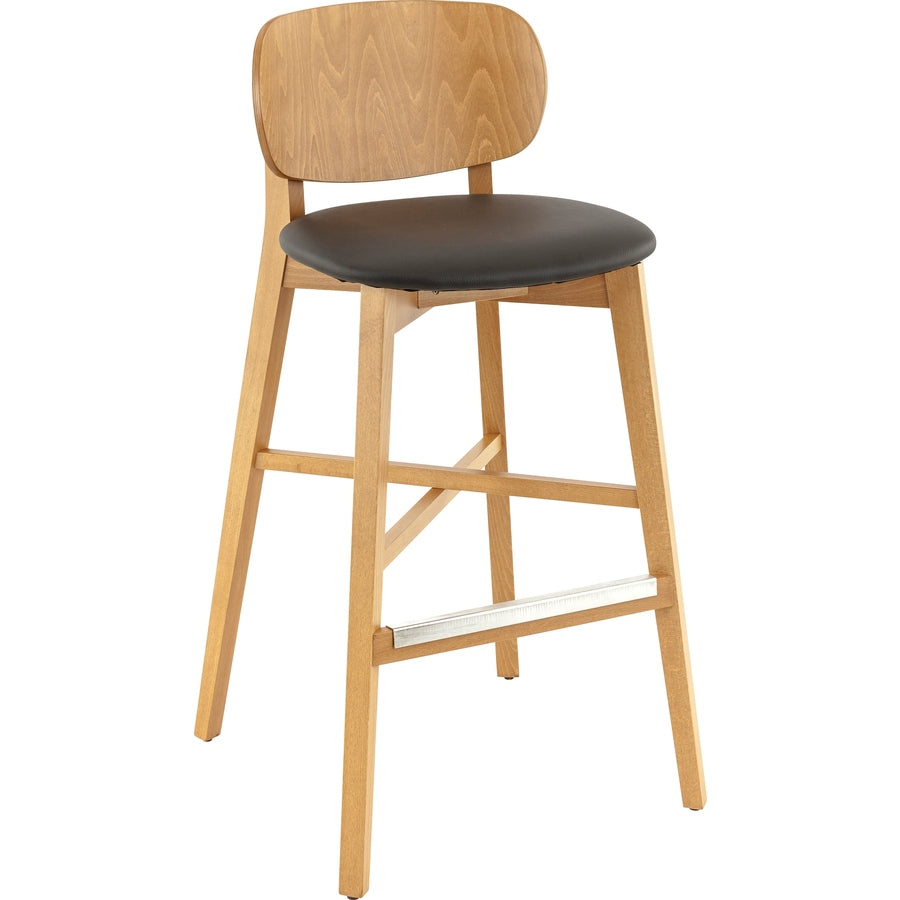 Tabouret Julien — tabouret de comptoir en hêtre clair à repose-pieds métallique