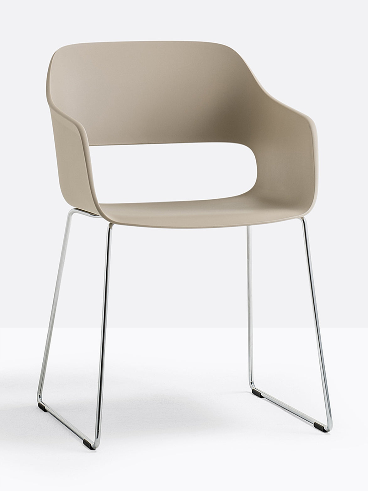 Fauteuil Babila luge sable, structure chromée