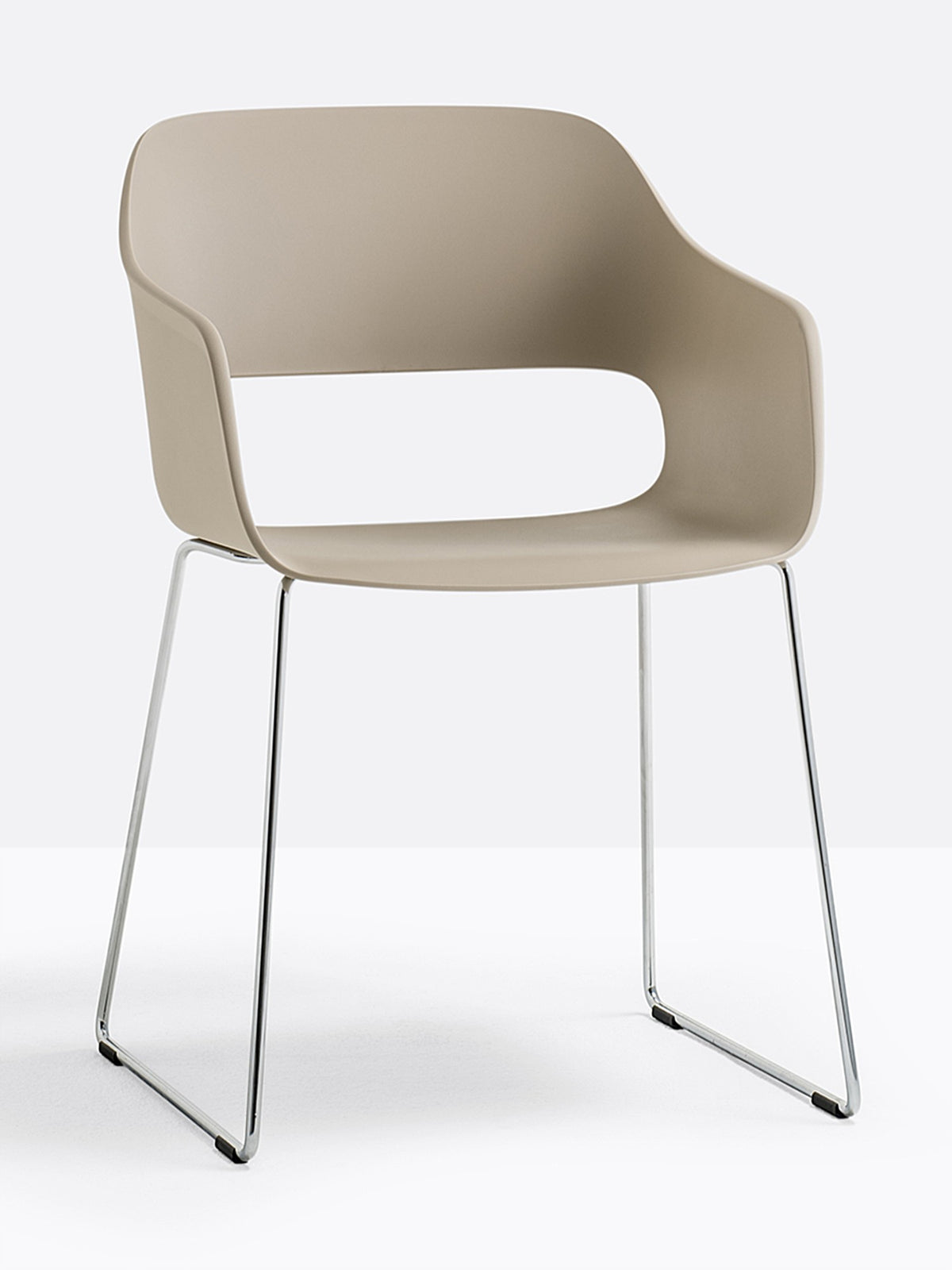 Fauteuil Babila luge sable, structure chromée