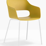 Fauteuil Babila Pedrali jaune, structure blanche