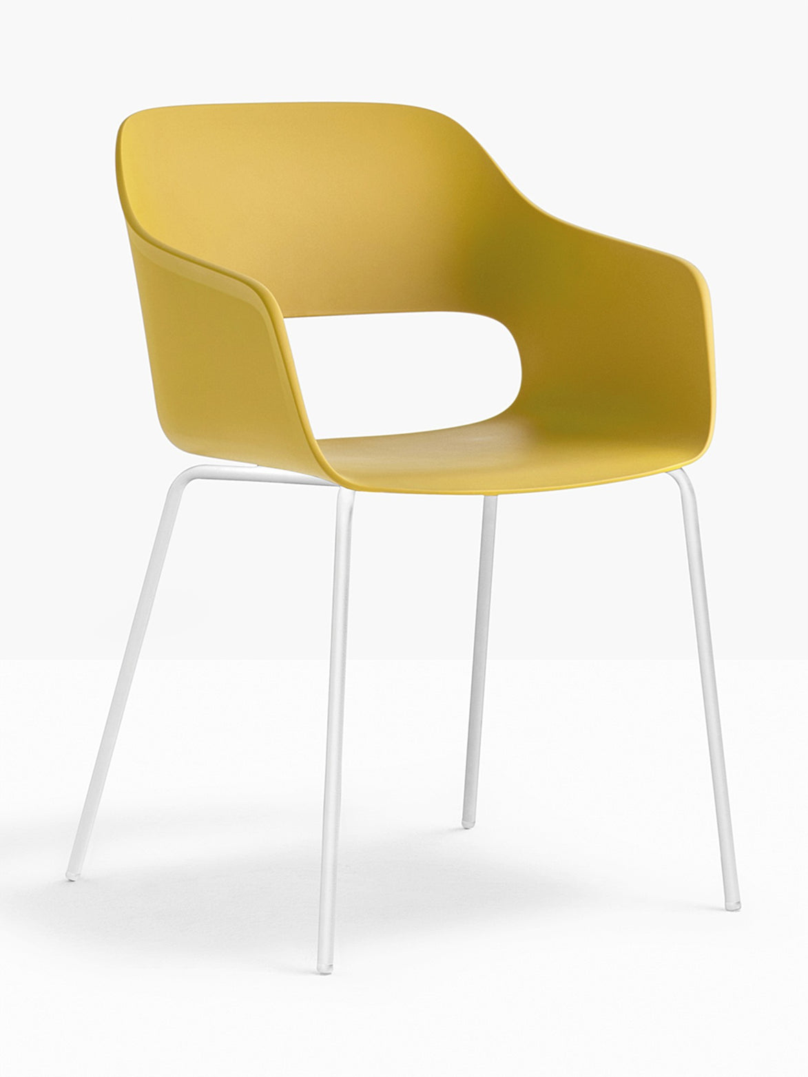 Fauteuil Babila Pedrali jaune, structure blanche