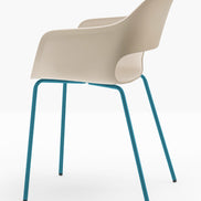 Fauteuil Babila sable, structure bleu pétrole