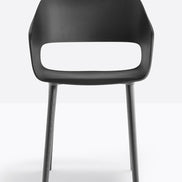 Fauteuil Babila noir, pieds frêne teinté anthracite