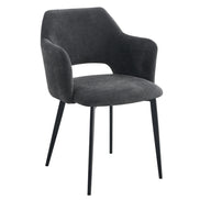 Fauteuil Gaspard — fauteuil de restaurant métal noir à accoudoirs arrondis et pieds effilés
