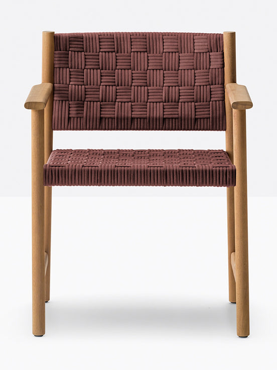Fauteuil Griante teck, sangle bordeaux