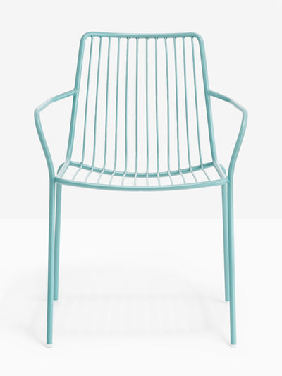 Fauteuil Nolita dossier haut bleu ciel vue de face