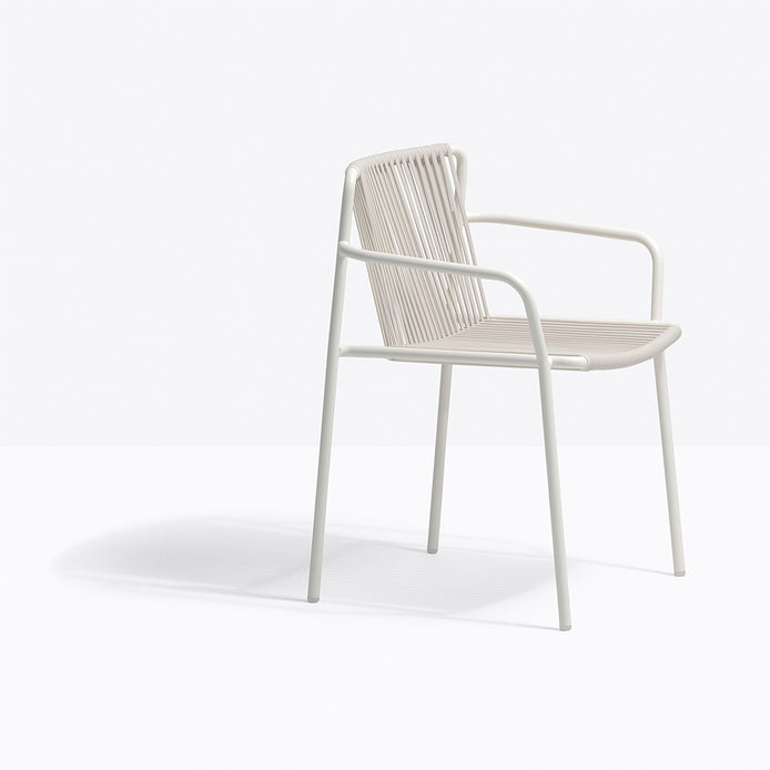 Fauteuil de terrasse Tribeca Pedrali blanc, tressage beige