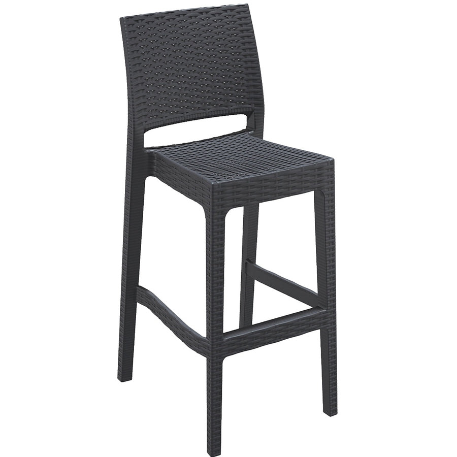 Tabouret Carbone — tabouret de bar monobloc imitation rotin finition noire