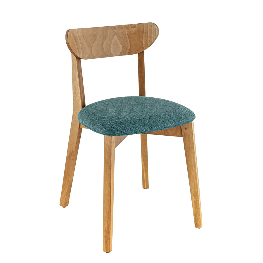 Chaise Margaux — chaise de brasserie en hêtre teinté à garnissage tissu Luis