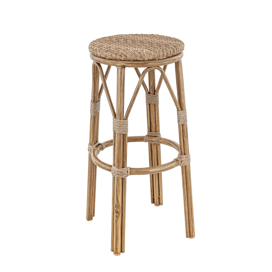 Tabouret Kenzo — tabouret de coin lounge extérieur en tressage rotin caramel