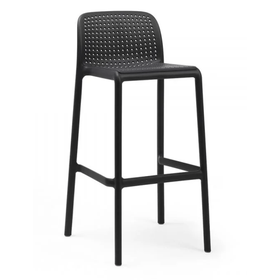 Tabouret Lido — tabouret de bar à dossier perforé ventilé, deux hauteurs d'assise