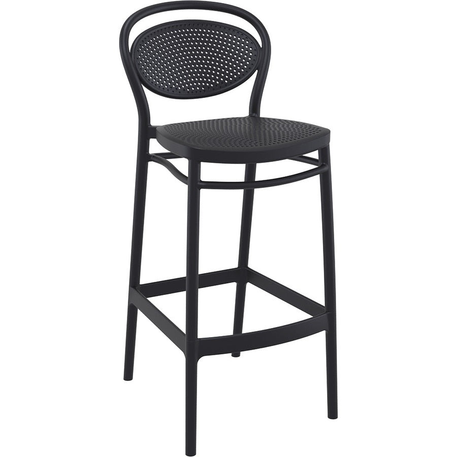 Tabouret Onyx — tabouret de bar monobloc à assise et dossier perforés