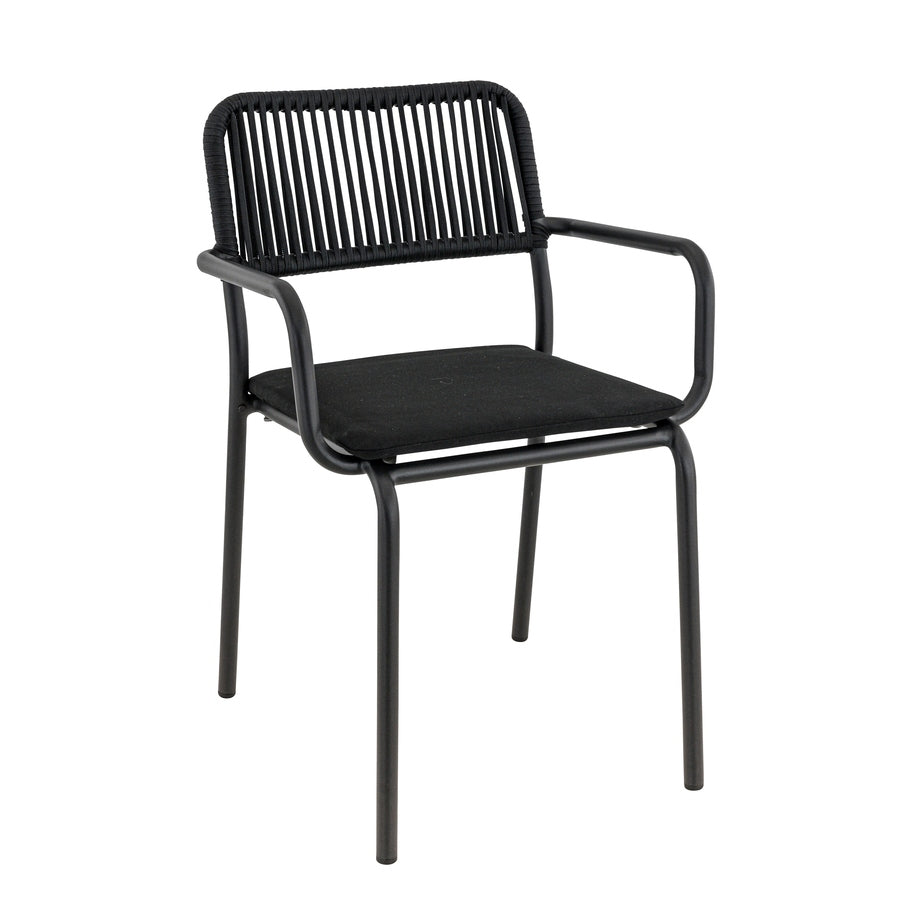 Fauteuil Otto — fauteuil de terrasse avec coussin amovible et tressage corde