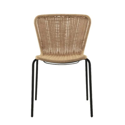 Chaise Capri — chaise de terrasse métal noir, tressage Rotin Naturel