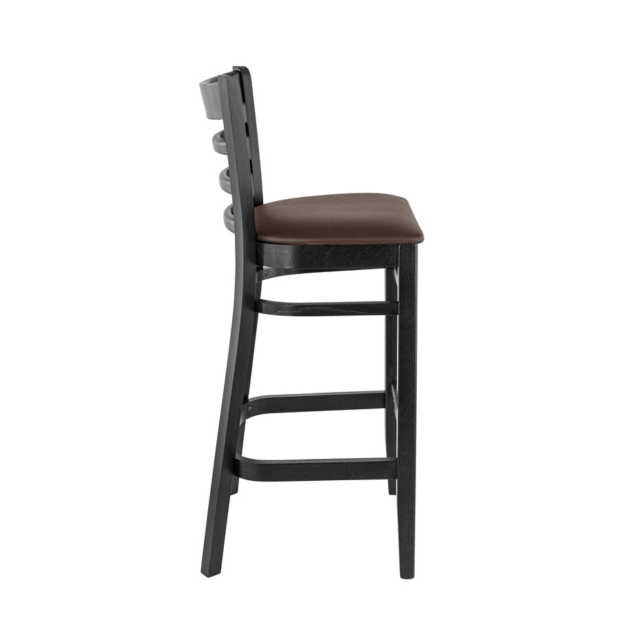 Tabouret Jude — tabouret de bistrot à dossier à barreaux et assise galette