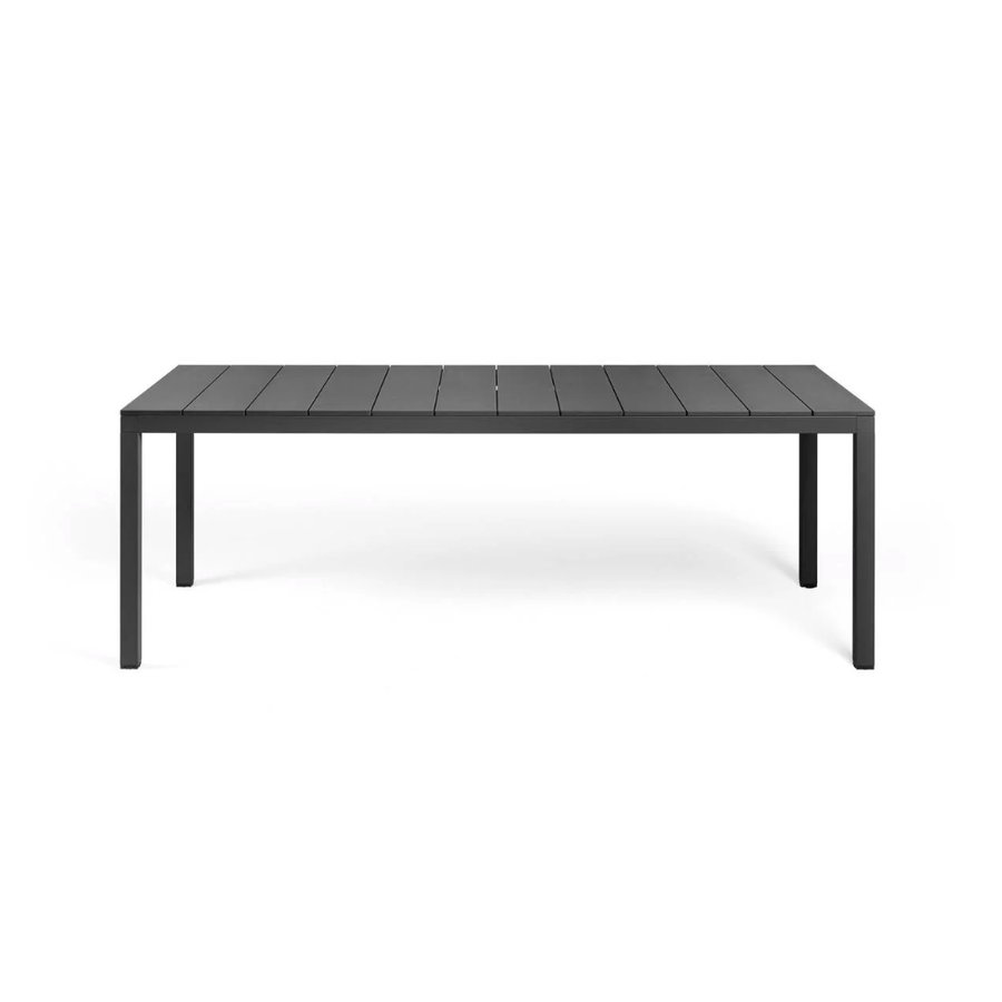 Table Rio Alu 210 Fix — table de terrasse tout aluminium à plateau à lattes fixe