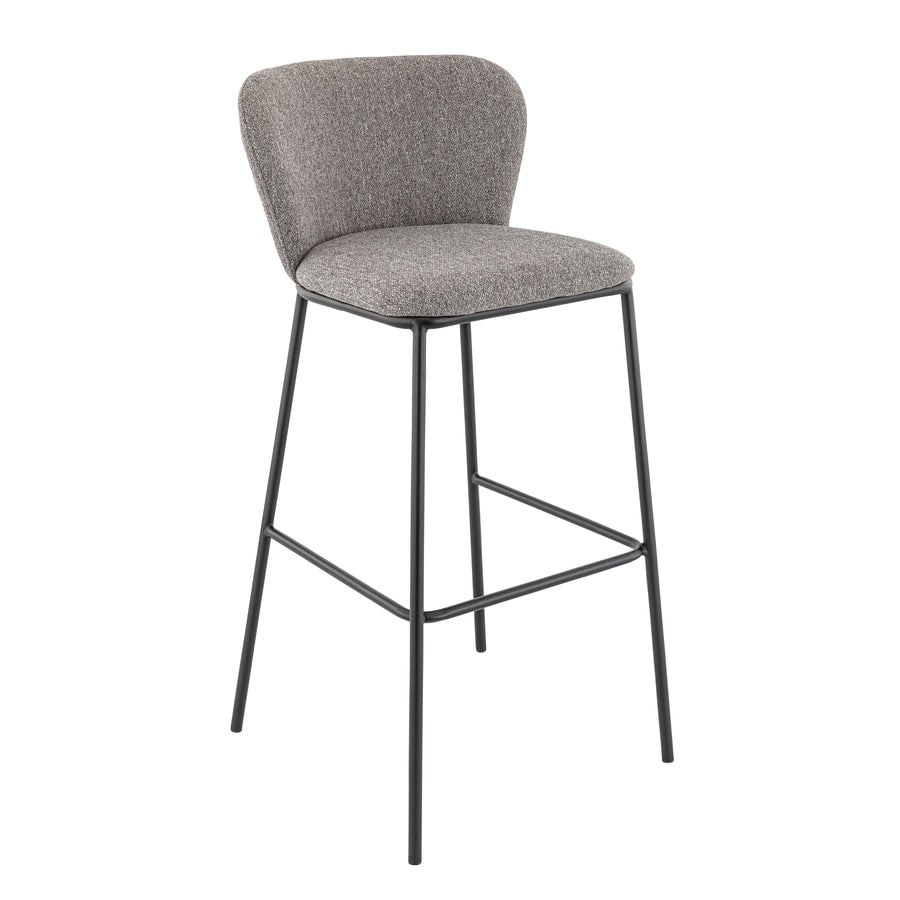 Tabouret Alma — tabouret de bar métal noir à dossier arrondi et repose-pieds