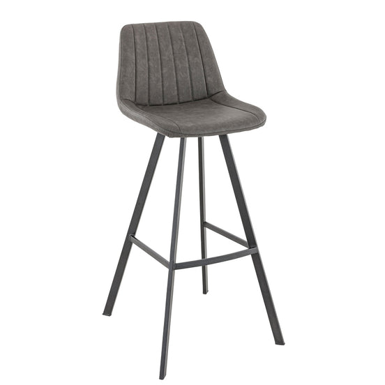 Tabouret Cléo — tabouret de comptoir métal noir à coutures verticales similicuir