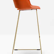 Tabouret Babila orange et laiton vue de profil