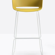 Tabouret de bar Babila jaune, structure blanche