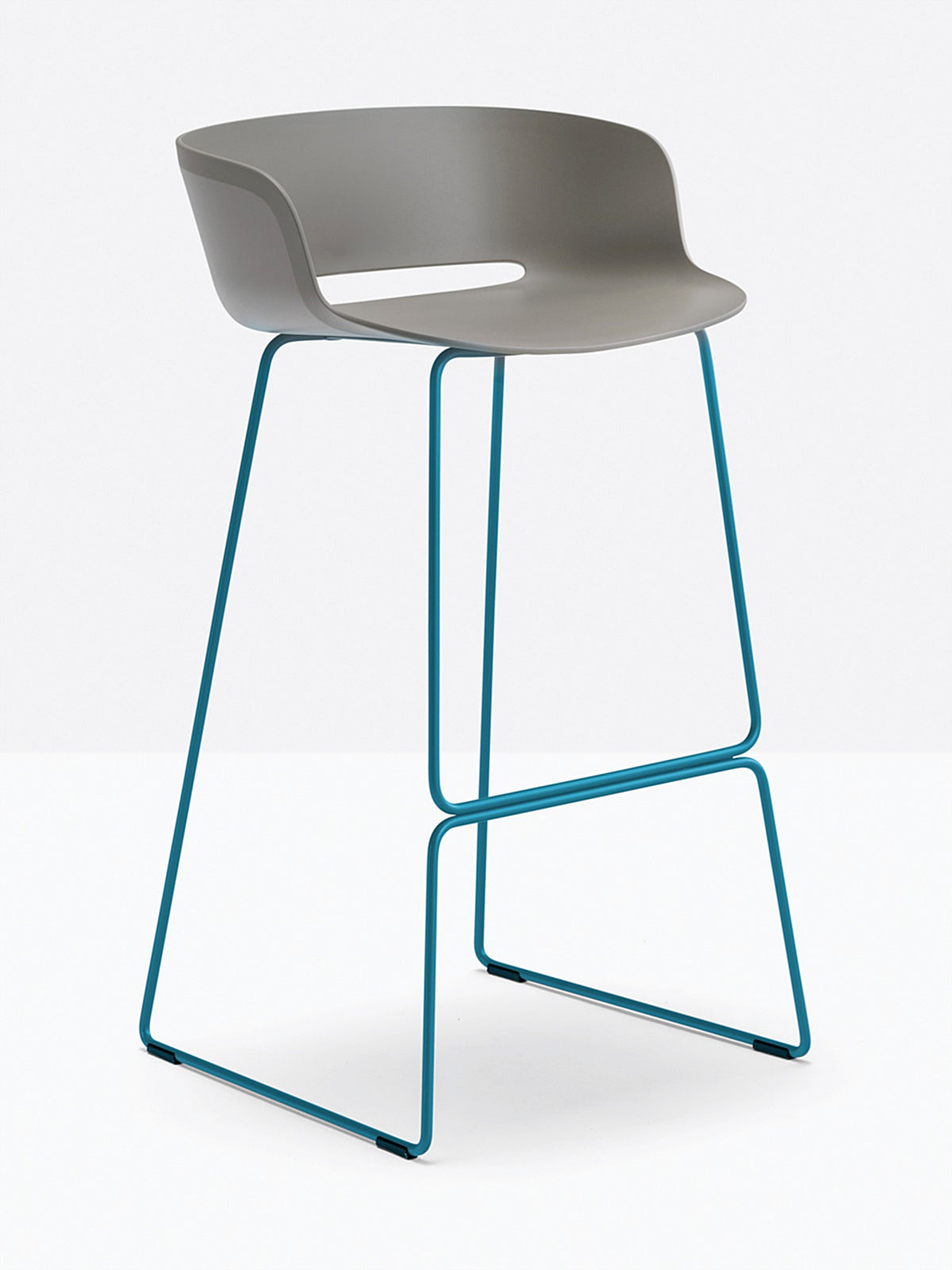 Tabouret de bar Babila gris, structure bleue