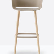 Tabouret Babila pieds bois sable vue de face