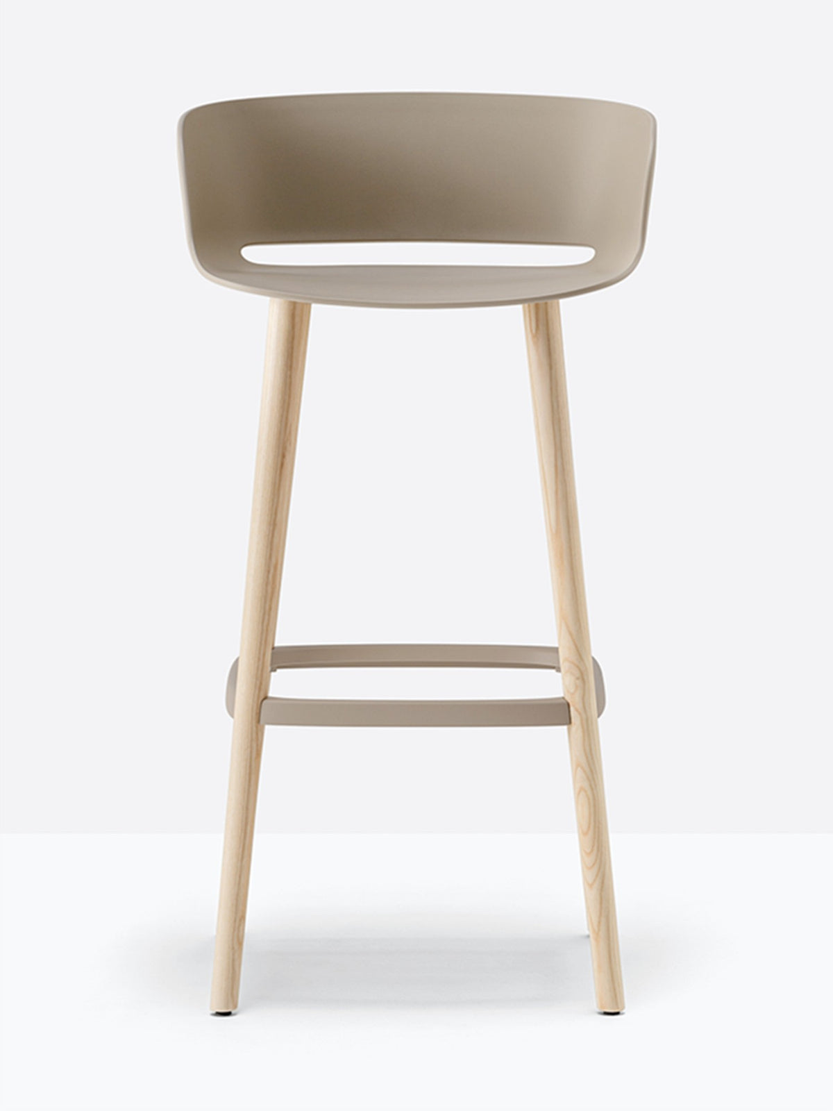 Tabouret Babila pieds bois sable vue de face