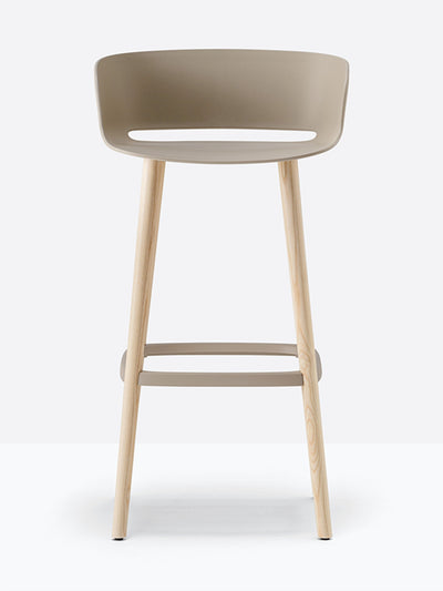 Tabouret Babila pieds bois sable vue de face