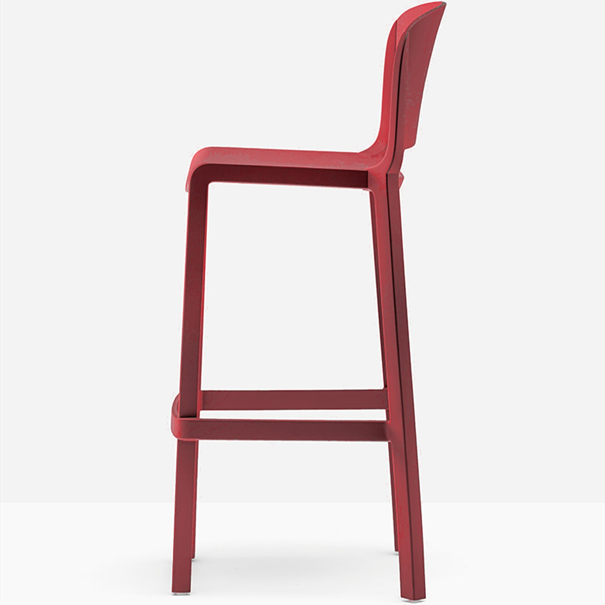 Tabouret de bar Dome rouge brique vue de profil