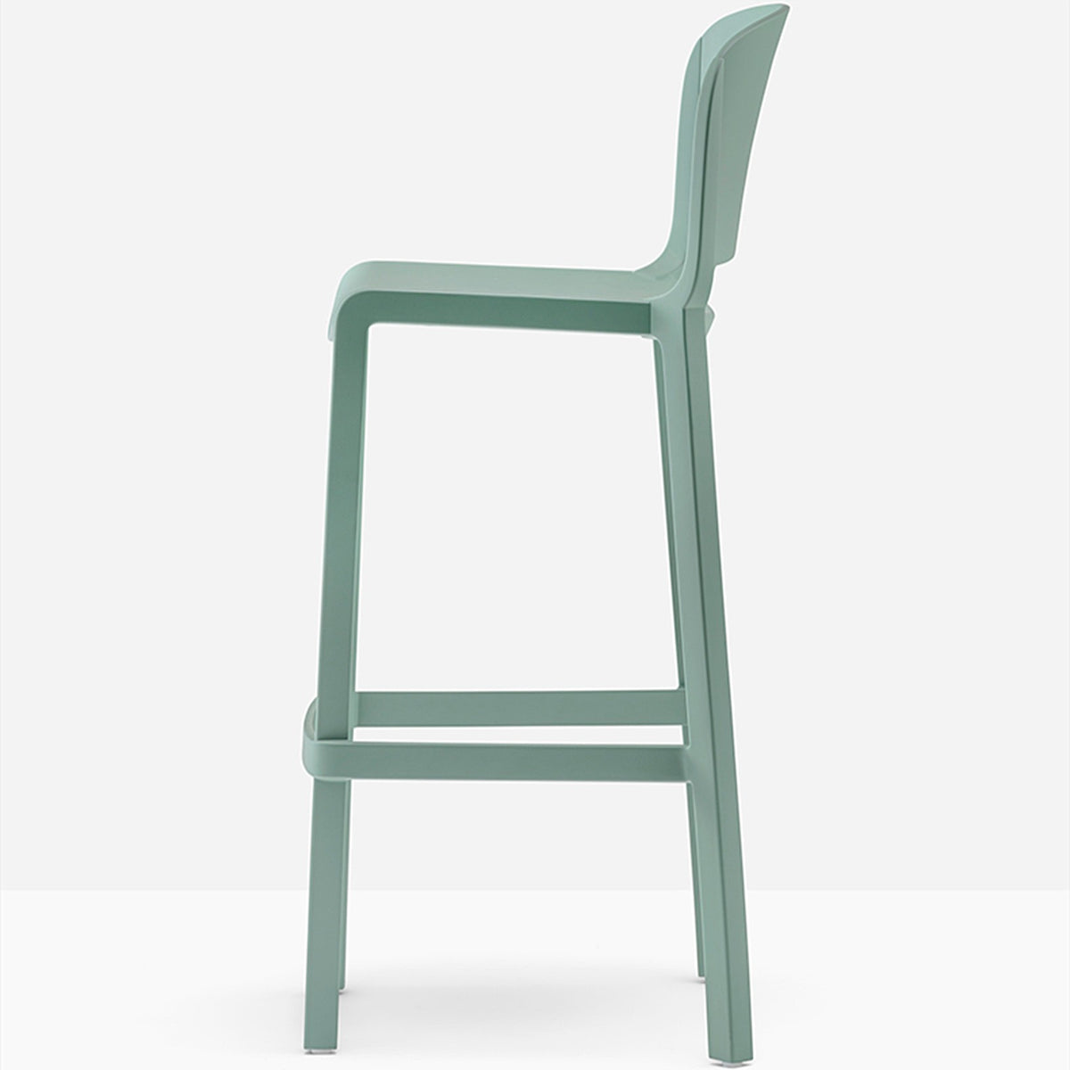 Tabouret de bar Dome vert sauge vue de profil