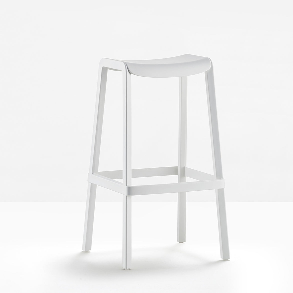 Tabouret Dome sans dossier blanc vue de trois quarts