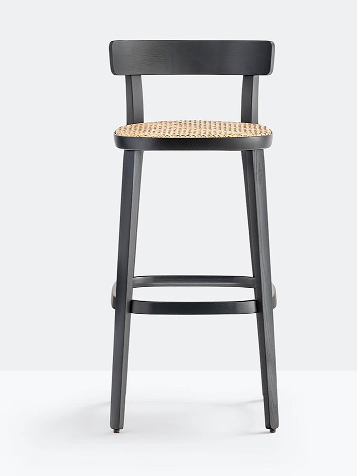 Tabouret de bar Folk canné vue de profil
