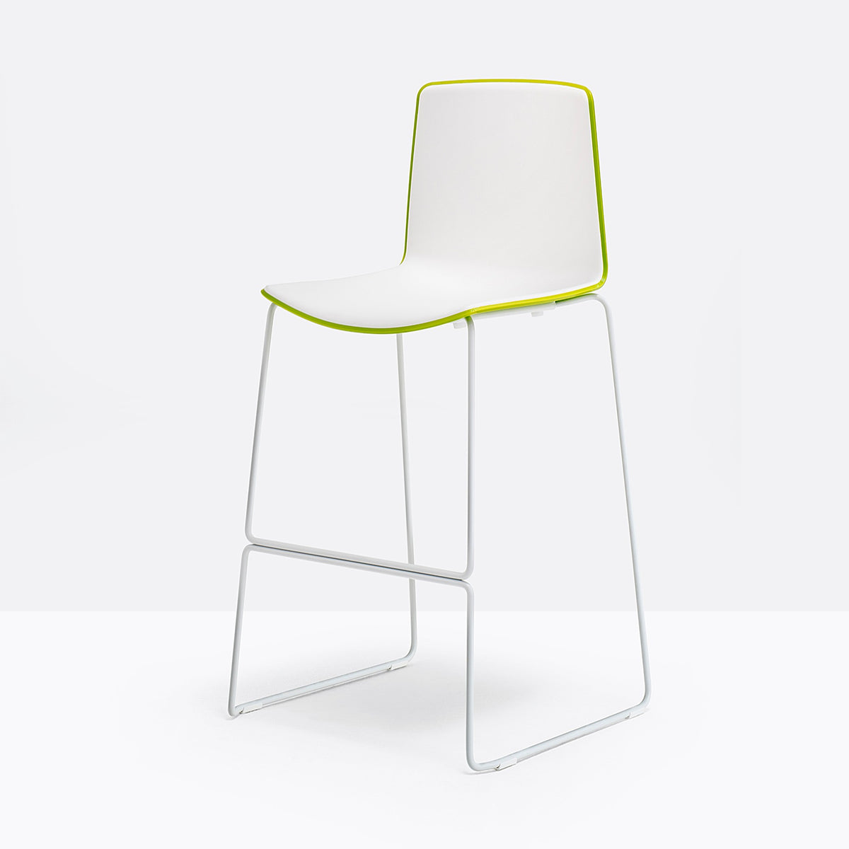 Tabouret de bar Tweet luge blanc et vert vue de face