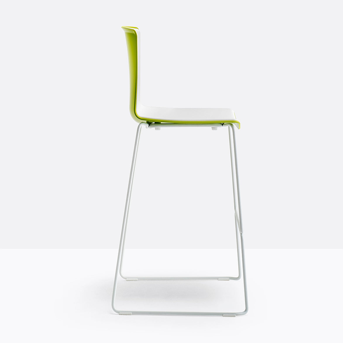 Tabouret de bar Tweet luge blanc et vert vue de profil