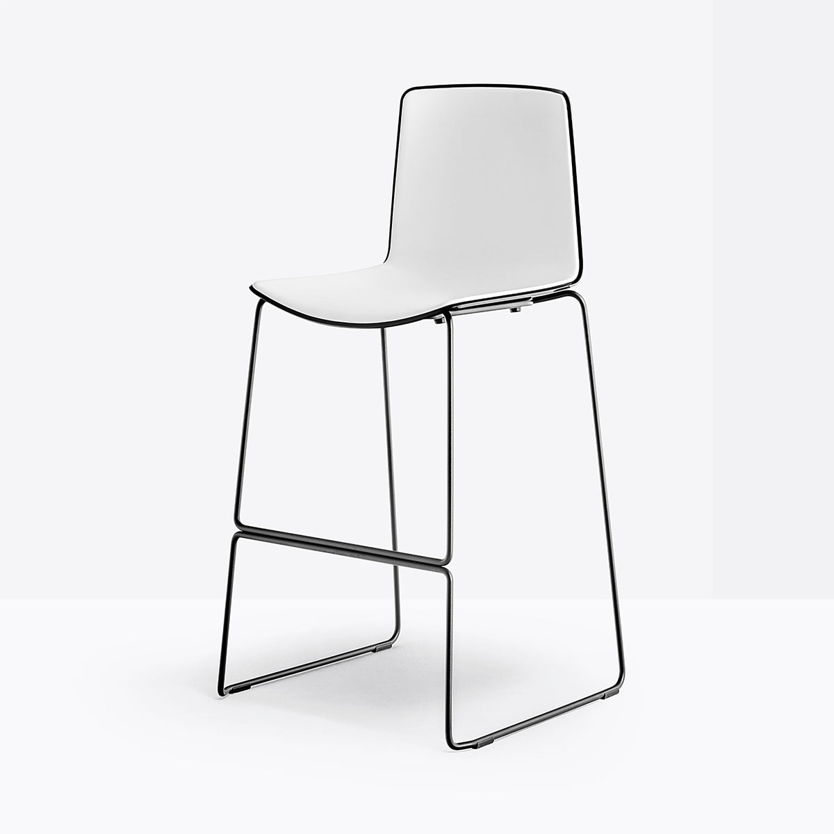 Tabouret de bar Tweet luge noir et blanc vue de face