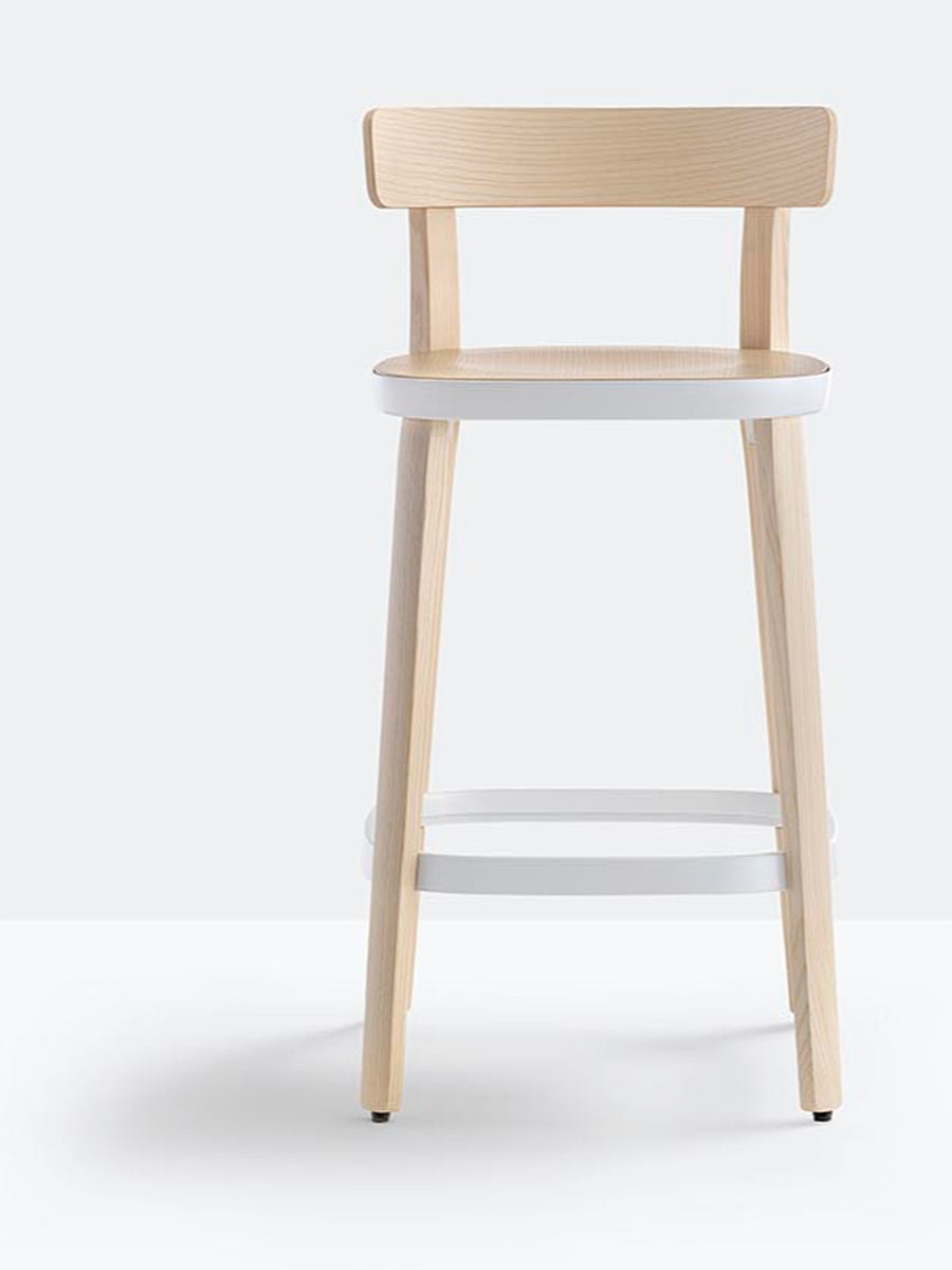 Tabouret de comptoir Folk Pedrali frêne et blanc