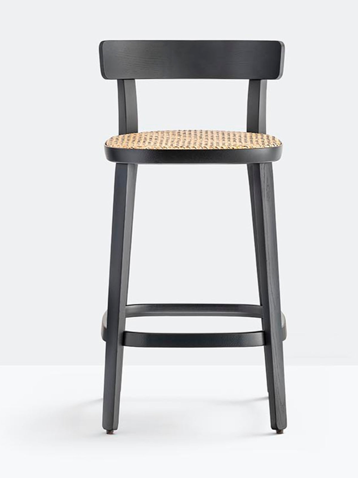 Tabouret de comptoir Folk canné vue de profil