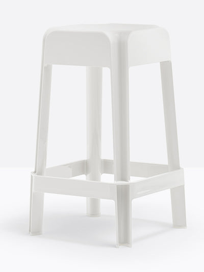 Tabouret de comptoir Rubik blanc vue de trois quarts