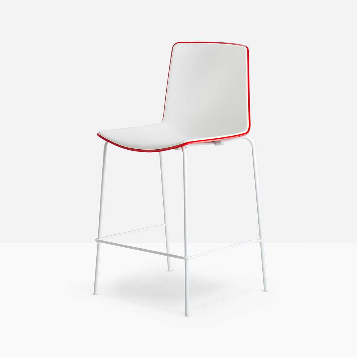 Tabouret Tweet blanc et rouge vue de face