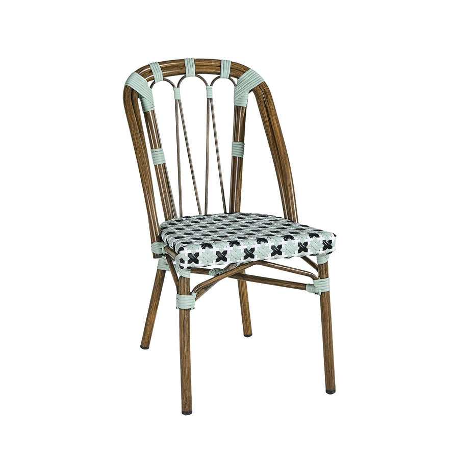 Chaise Nova — chaise de terrasse de café aluminium à tressage résistant aux intempéries
