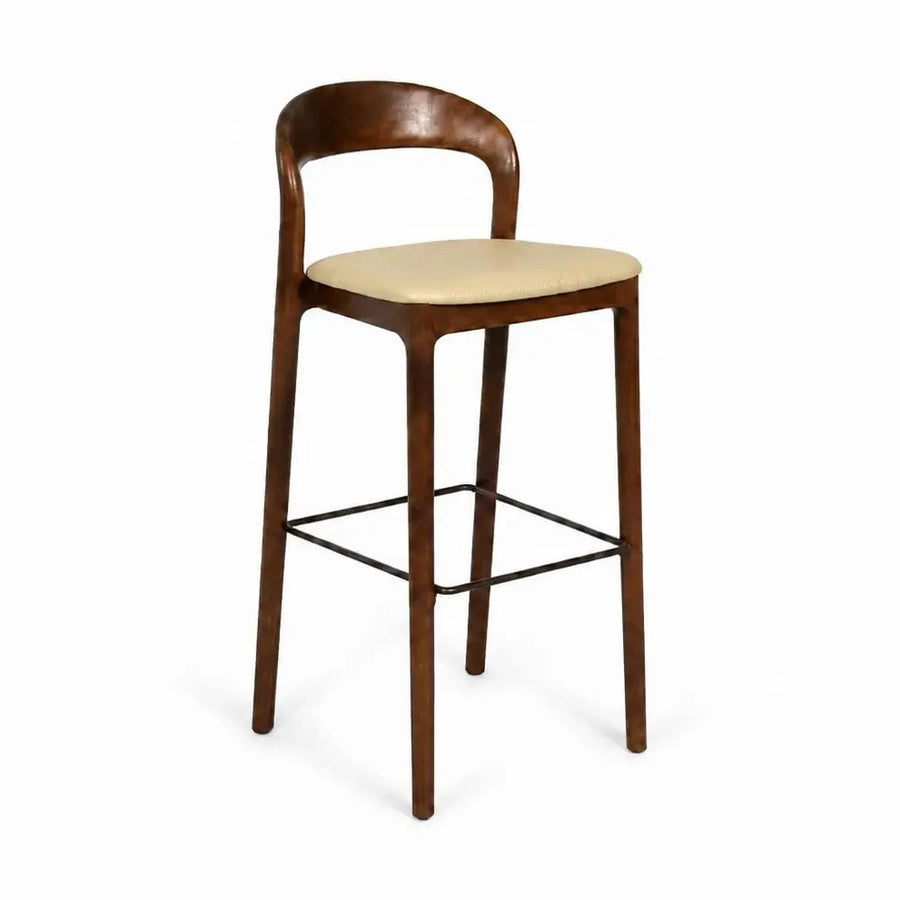 Tabouret Galway — tabouret de bar empilable à assise tapissée et pieds hêtre ou métal