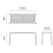 Banc Doga Nardi – plan coté, dimensions