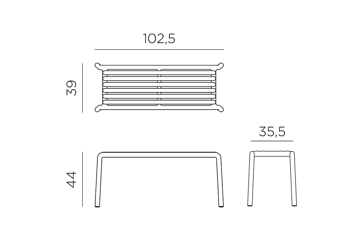 Banc Doga Nardi – plan coté, dimensions