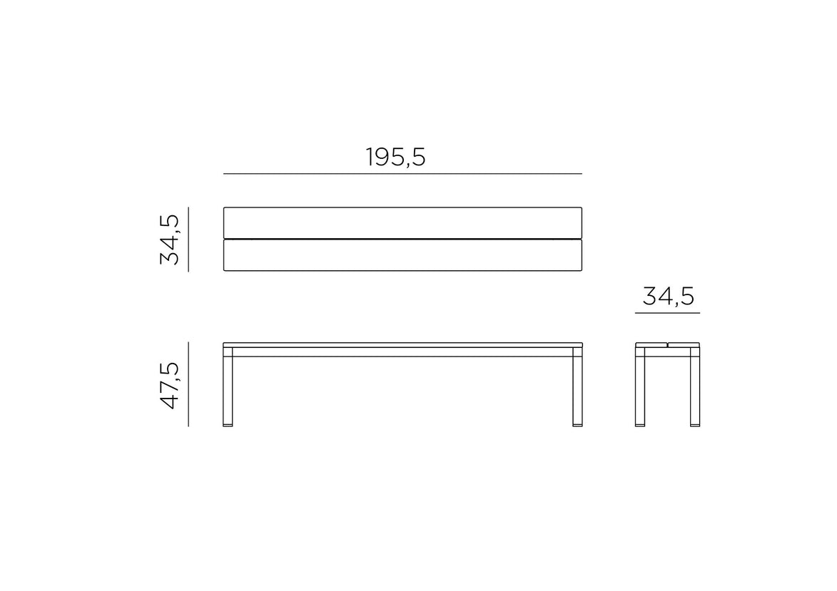 Banc Rio Alu Nardi – plan coté, dimensions